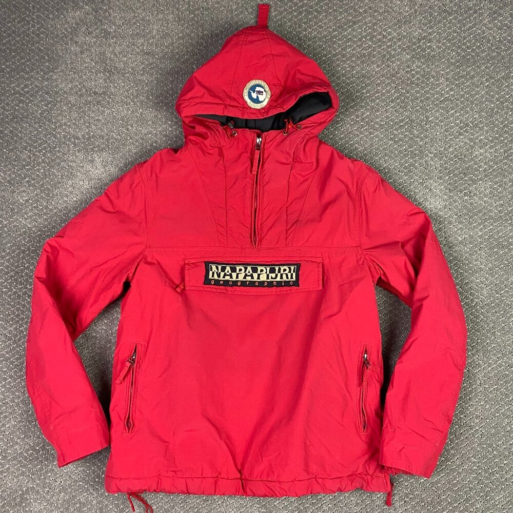 Napapijri Anorak Jacket Men's XS Red Hooded Pullover